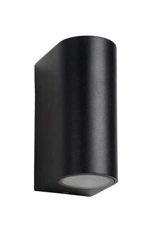 Lucide ZORA-LED - Wandspot / Wandlamp Binnen/Buiten - LED Dimb. - GU10 - 2x5W 3000K - IP44 - Zwart - uitgezet